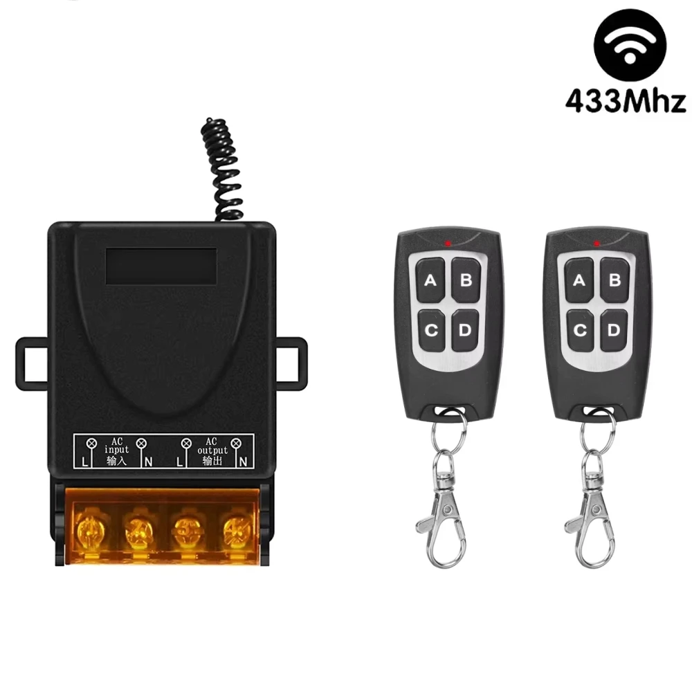 

433Mhz Remote Control Receiver RF Wireless Switch AC 220V 10A 100M Controller 1Ch Relay Module and Transmitter,for Gate Door LED