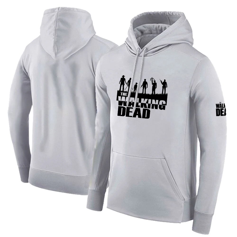 2025 printemps automne The Walking Dead imprimer populaire haute rue coton cordon sweats à capuche hommes couleur unie pull à capuche ample