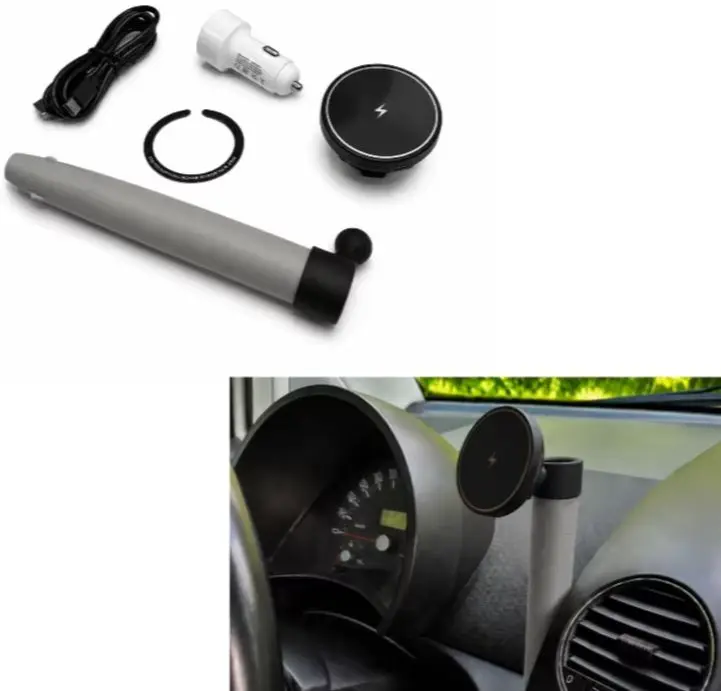 for VW New Beetle 1998-2010 LHD Wireless Phone Charger Dashboard Flower Vase –Multiple Color Options(Yellow/Grey/Black/Red/Blue)