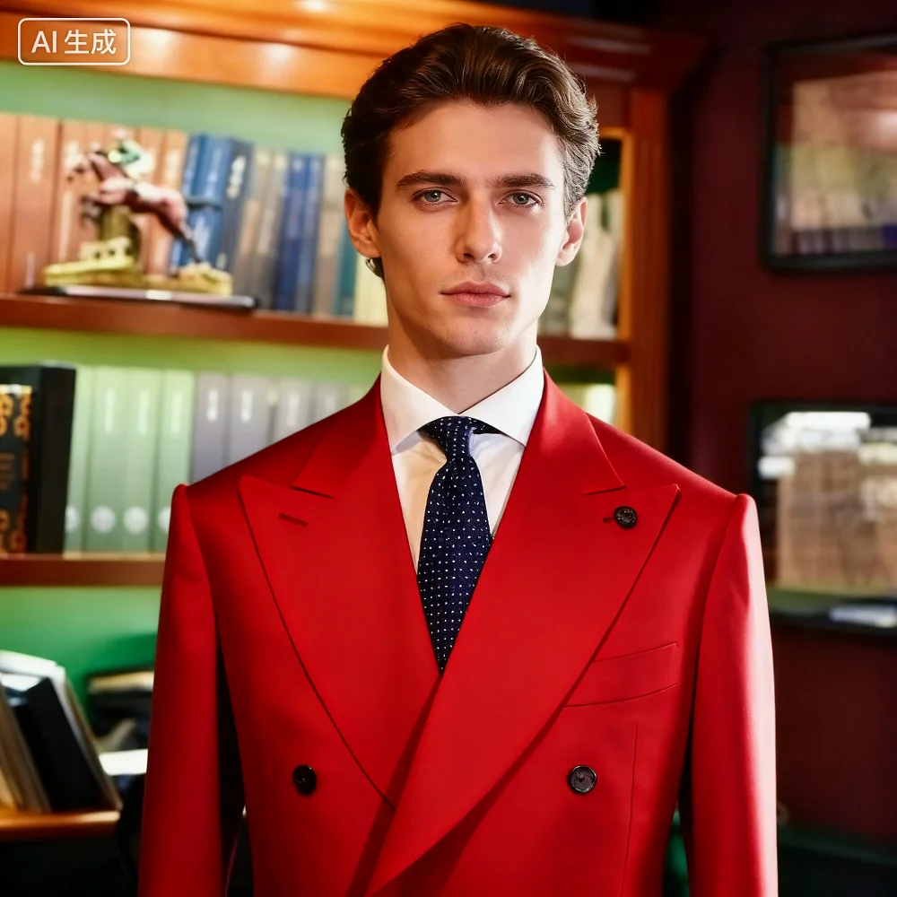 

Men's Wedding Formal Jacket Slim Fit Peak Lapel Double Breasted Business Blazer Coat Elegant Outerwear for Men