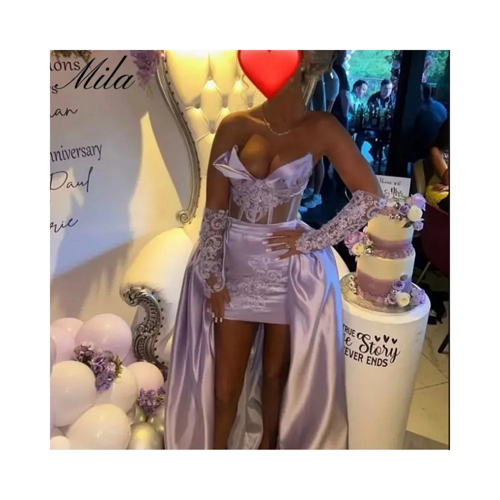 

Mila Purple Strappless Simple Prom Dress Customized Sleeveless Luxurious Evening Dresses Sheath Floor-Length vestidos de fiesta