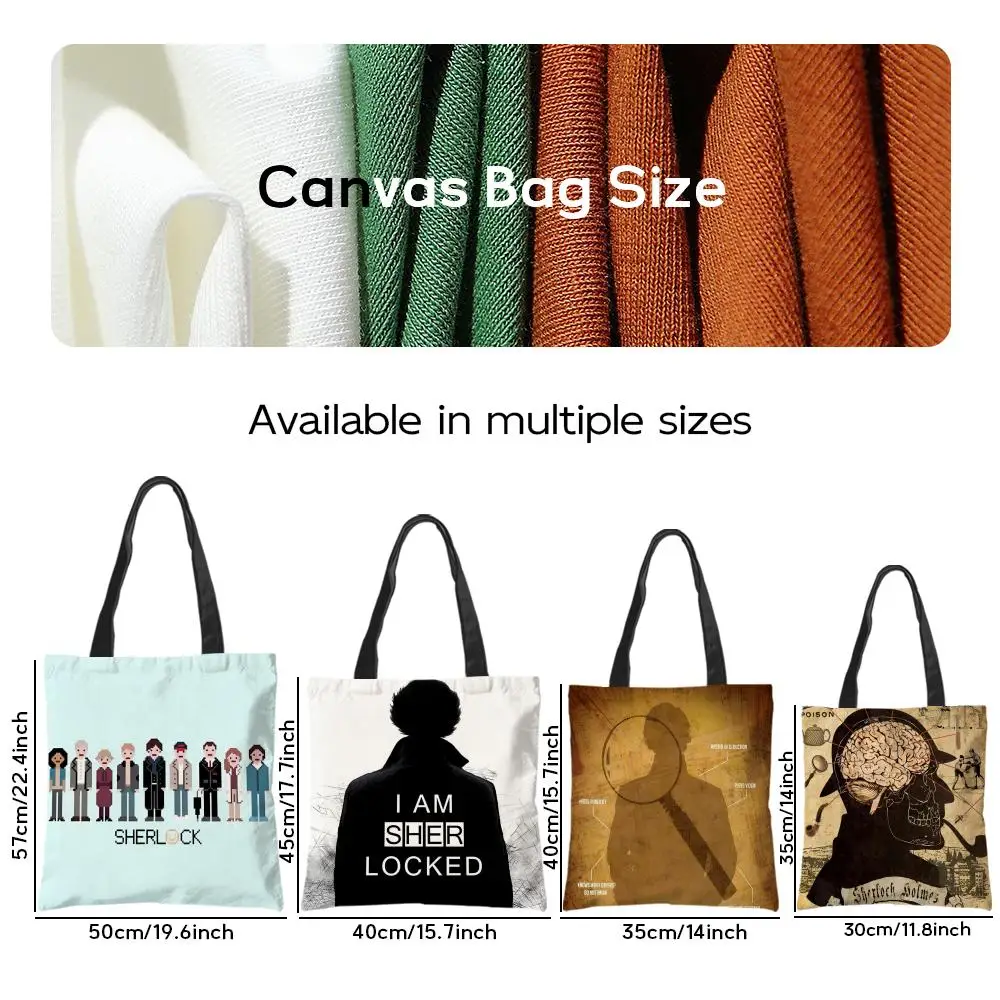 Storage Bags Linen Shopper Reusable Tote Grocery Storage Bag Portable Large Capacity Hot Detective Reasoning Movie S-Sherlock