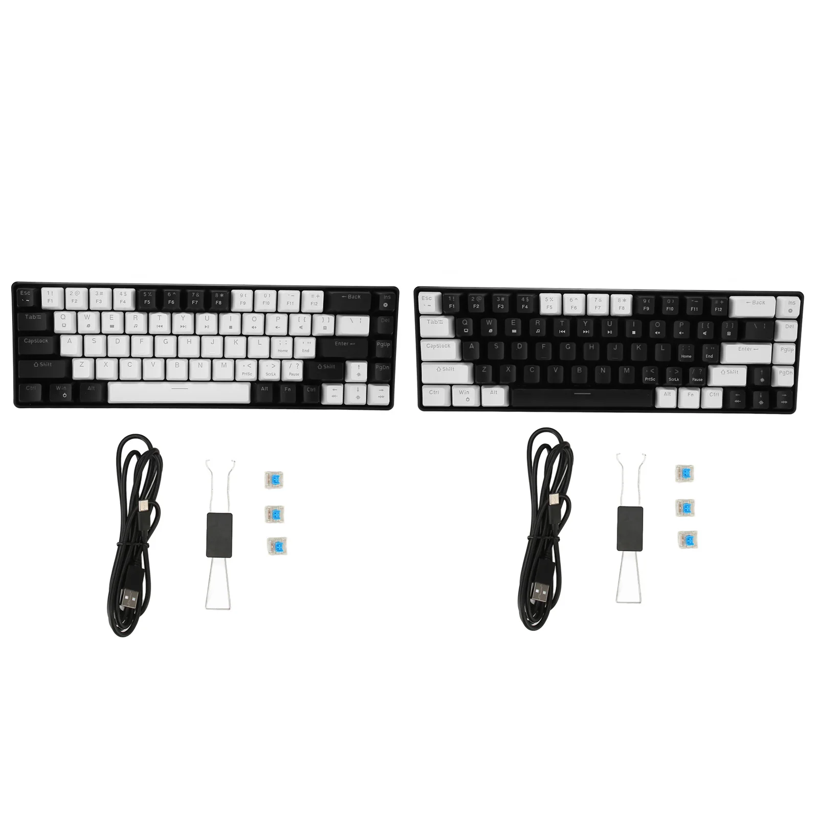 V800 68 Key Mechanical Keyboard RGB Light Double Color Gaming Keyboard for Home Dormitory Internet Bar