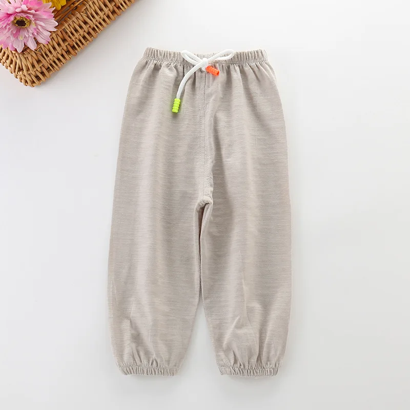 Baby Summer Candy Color Anti-Mosquito Pants Boy Girl Soft Bamboo Cotton Tie Bloomers Loose Pants Kids Spring Harem Pants