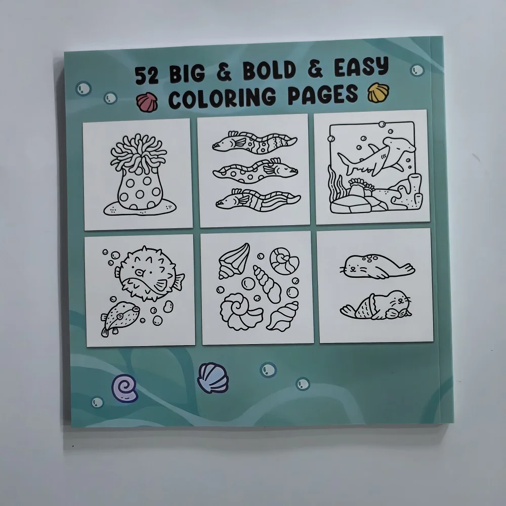 Ocean Scens Bold-easy Patterns Coloring Book for Adults Cute Drawing Book Perfect Gift for Party and Birthday