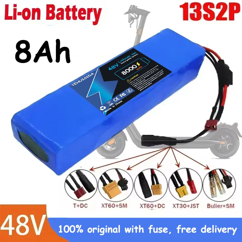 Paquete De Batería De Iones Litio 13S2P 48V 8000mAh 8Ah Con BMS De 250W 350W 500W 750W 1000W Comes with Free Fuses