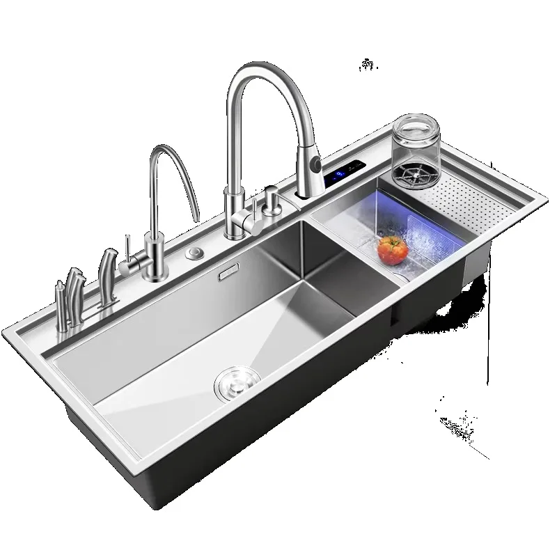 High Temperature Disinfection Dryer Ultrasonic Sink Washing Fruit Vegetable and Seafood 3 in 1 Black Kitchen   PX