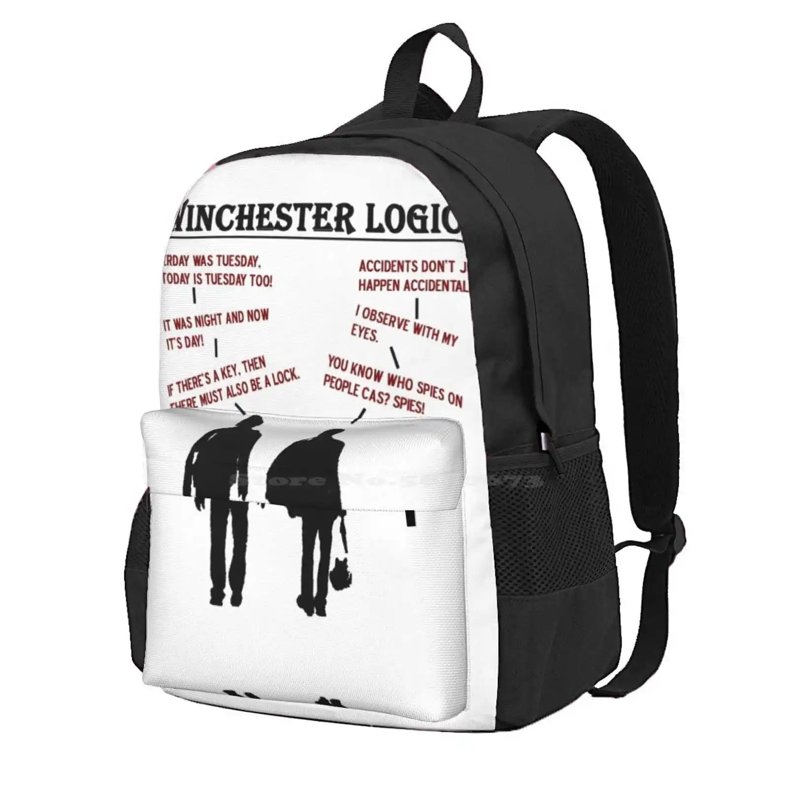 Supernatural Winchester Logic Hot Sale Schoolbag Backpack Fashion Bags Supernatural Spn Dean Winchester Sam Winchester The Epic