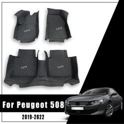 Car Foot Pads Carpets Custom Rugs Auto Interior Decoration Accessory Car Floor Mats For Peugeot 508 2019 2020 2021 2022 508L