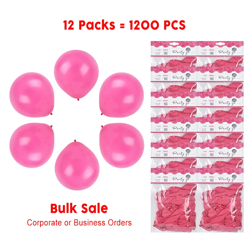 1200 Pieces-10'' Rose Pink Matte Latex Balloons 100pcs/Pack 12 Packs (1200pcs Total)