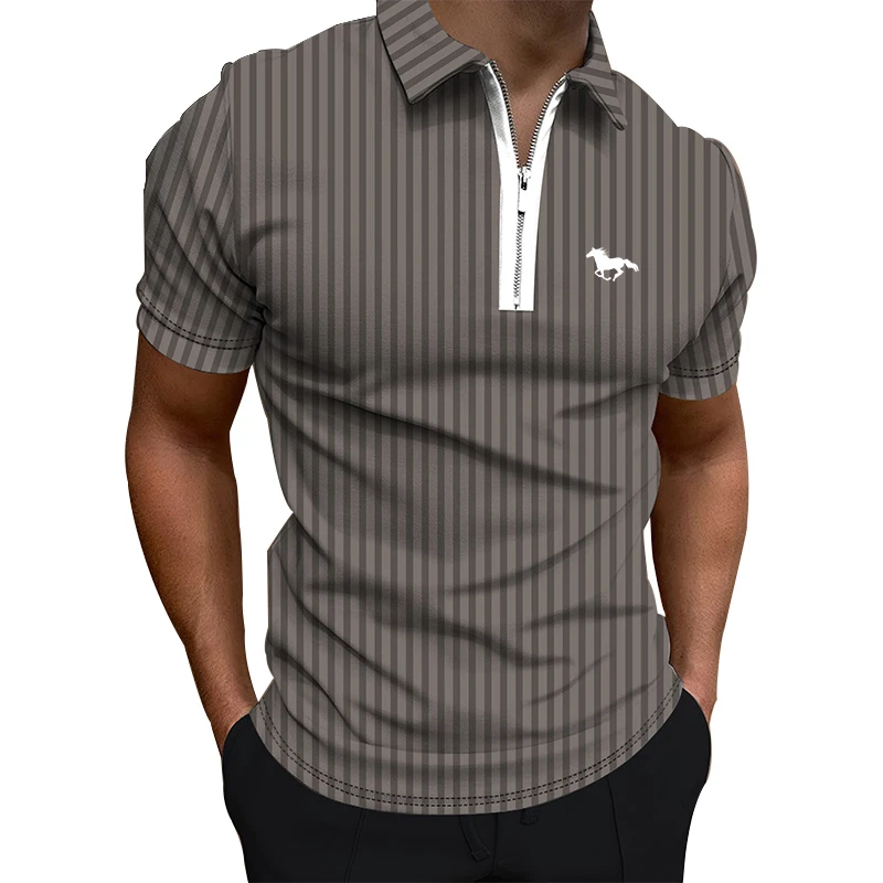 Camisa polo com estampa digital 3D masculina, manga curta, 100% poliéster, moda casual, verão