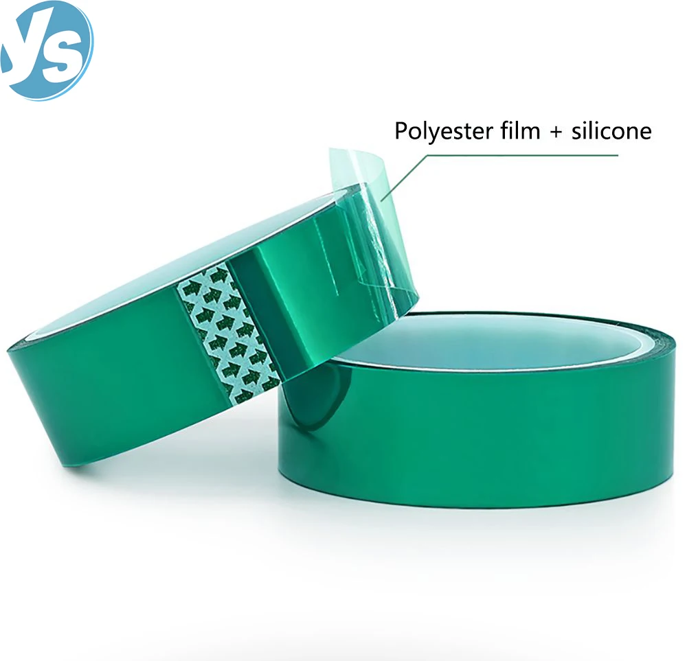 شريط PET Green عالي الحرارة لطلاء الخبز الزجاجي/PCB/الألومنيوم والسيارة، عزل مقاوم للأحماض والقلويات غير المميزة