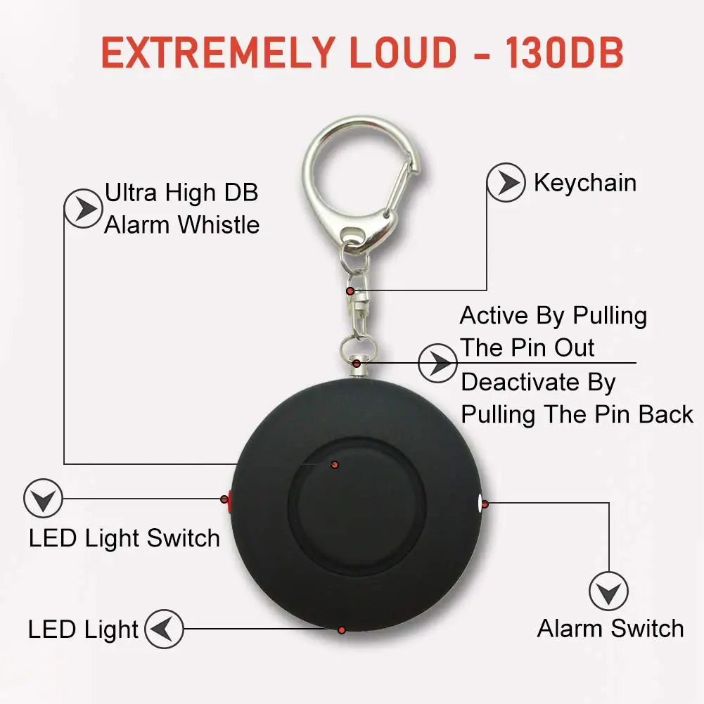 Personal Anti Rape Alarm Keychain 130dB SOS Emergency Self Defense Safety Alarms