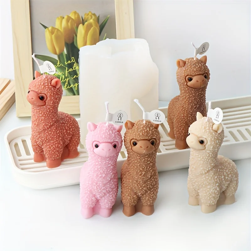 3D Alpacas Silicone Candle Mold DIY Cute Animal Scented Candle Soap Craft Gifts Making Resin Plaster Molds Home Decor Supplies