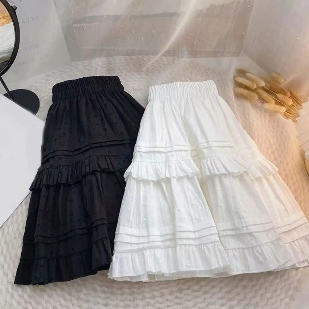 Minifalda con pantalones cortos de lunares Kawaii, falda acampanada escalonada de cintura alta con forma de pastel, Vestido corto, minifaldas plisadas para chica Preppy