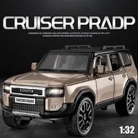 Scale 1:32 Prado Toy Car Model Alloy Diecast 6 Doors Opened Light Sound Pull Back Off-road SUV Models Kids Christma's Day Gifts
