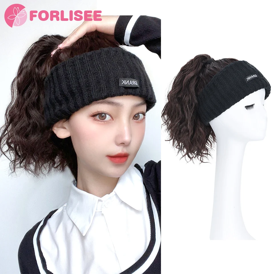 

FOR Synthetic Short Straight Ponytail Hat Wig Natural Fake Hair Extension Wig wiht Hat Adjustable Shade Baseball Cap Wig