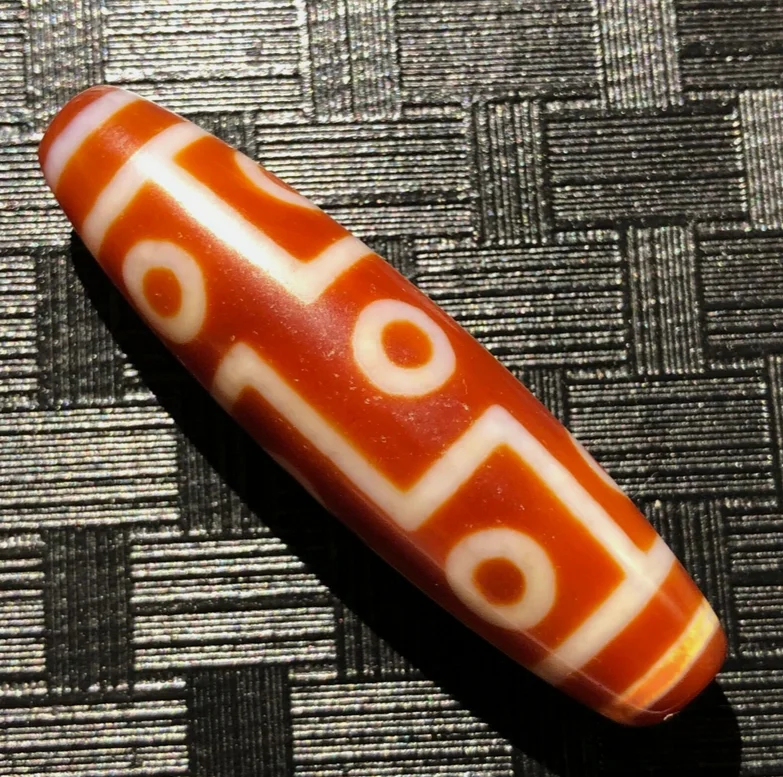 Magic Tibetan Old Agate Red Color 9Eye Totem dZi Bead 15*56mmC012