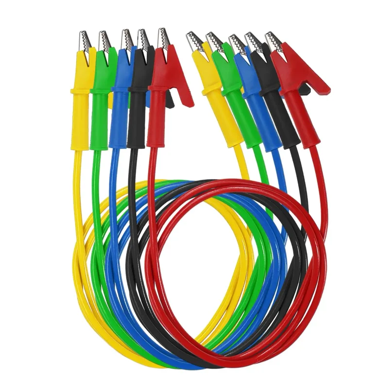 5PCS Alligator Clips Test Leads Dual Ended Crocodile Wire Cable with Insulators Clips Test Flexible Copper Cable