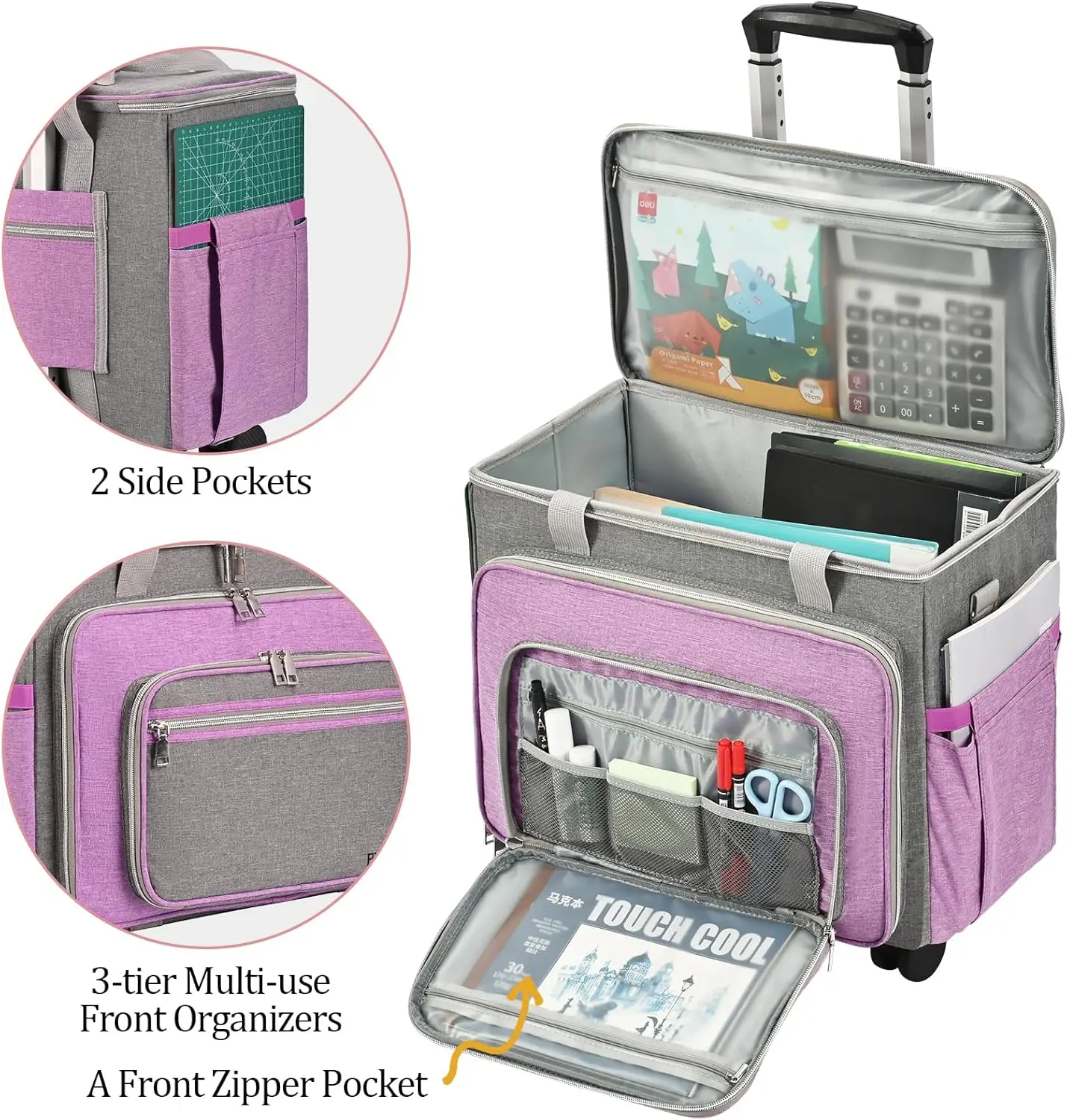 바퀴 달린 재봉틀 케이스, 브라더, 싱어, 베르니나 및 대부분의 재봉틀에 적합한 접이식 고급 롤링 재봉틀 운반 가방