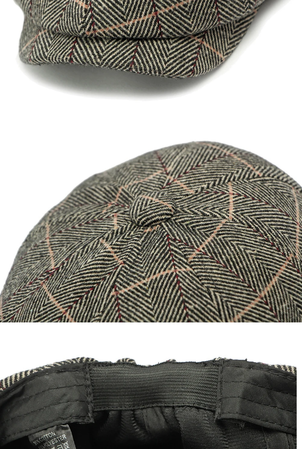 HT4557 Männer Frauen Berets Neue Herbst Winter Hut Retro Achteckige Flache Kappe Künstler Maler Baskenmütze Hut Männlich Weiblich Plaid Ivy Baskenmütze Kappe – Detail 13