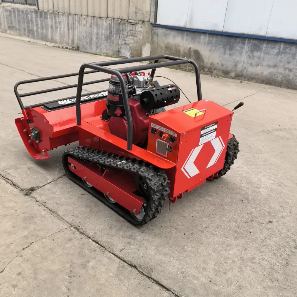 China Rail Four Stroke Self-propelled Lawn Mower with High Productivity for Fast Farm & Orchard Grass Management.