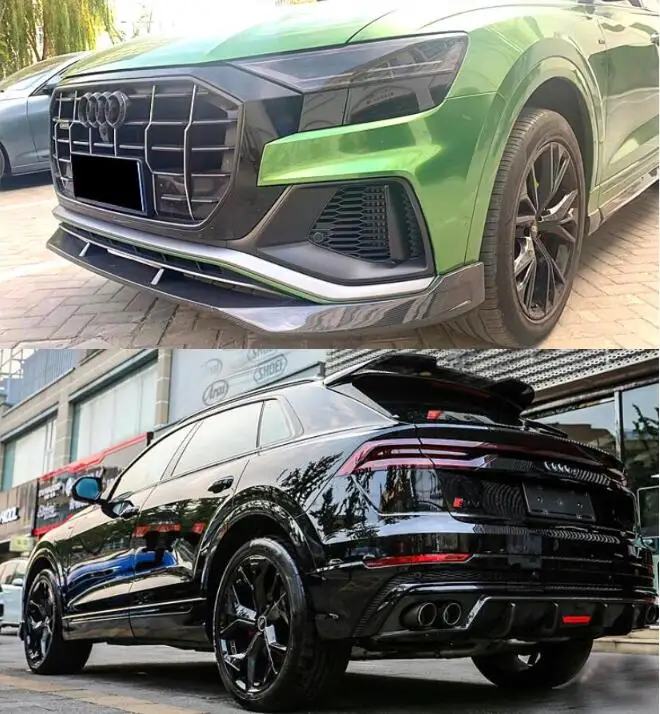

Body Kit For Audi Q8 SQ8 2018-2024 Real Carbon Fiber Bumper Front Lip Splitters Rear Trunk Diffuser Spoiler