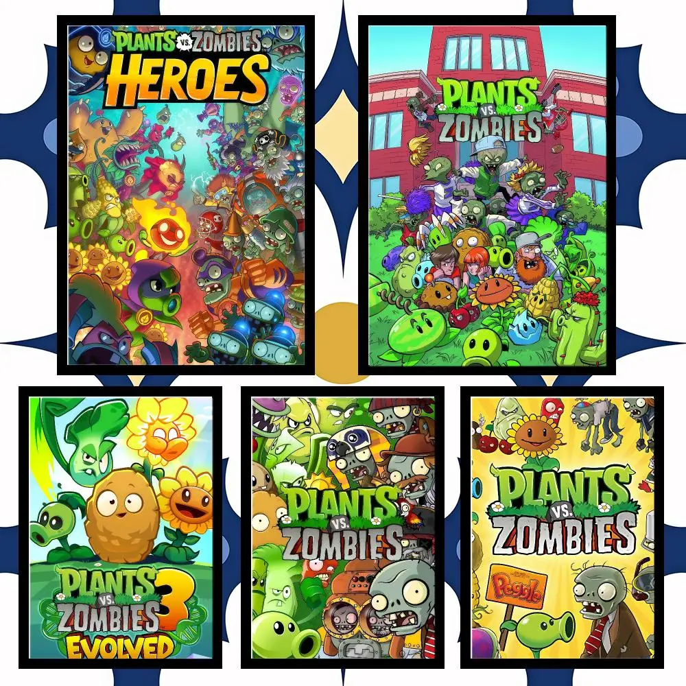 Game P-Plants Vs Z-Zombies Poster Frameless Poster Wall Art Indoor Decor For Living Room Office Bar Bedroom Wall Decoration
