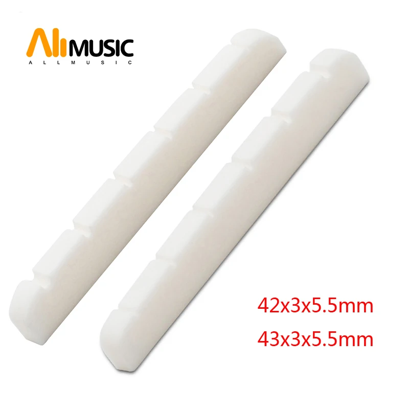 100pcs/lot Slotted Real Bone 6 String ST Guitar Nuts For Electric Guitar  42/43x3x5.5MM