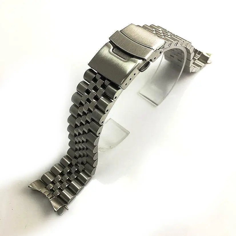 20MM 22MM stainless Steel Jubilee Bracelet Curved End Replacement Watch Band Double Lock Fit for skx Watch