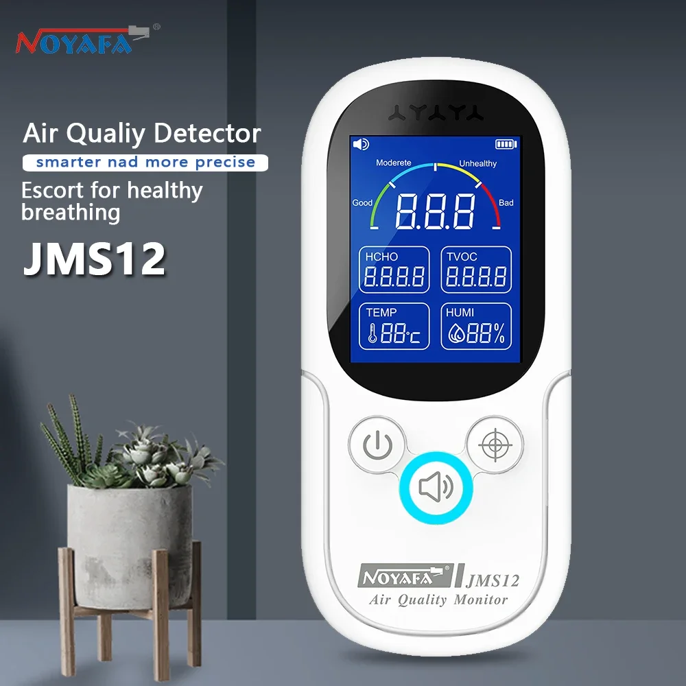 noyafa JMS12 Multifunctional CO2 Meter Digital Temperature Humidity Tester Carbon Dioxide TVOC HCHO Detector Air Quality Monitor