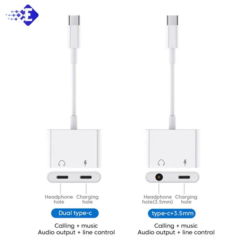 Upgraded 2 In 1 Type C To 3.5mm Type C OTG Adapter For Samsung Xiaomi Redmi Huawei Realme OPPO 3.5mm Wired Earphone Converter