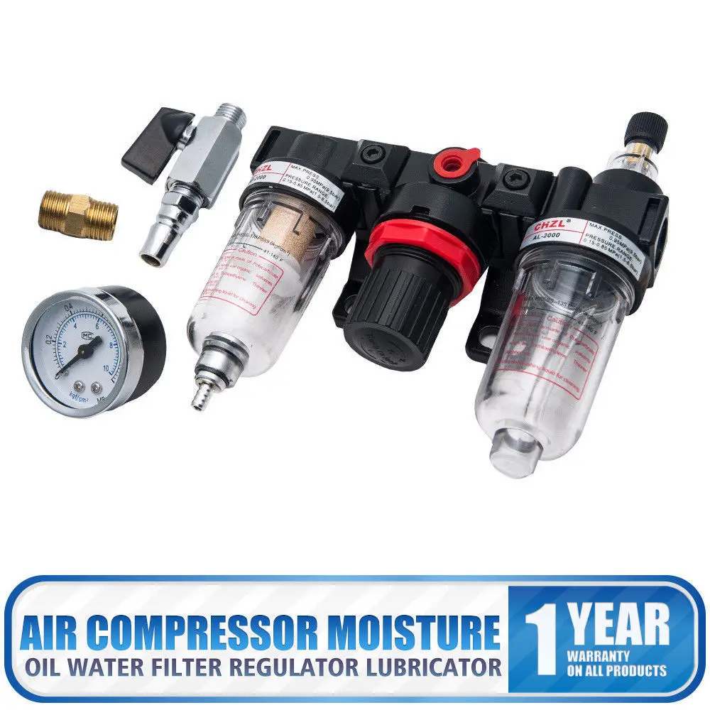 Pressure Reducer Pressure Regulator Compressed Air Maintenance Unit Water Separator Oiler 1/4 