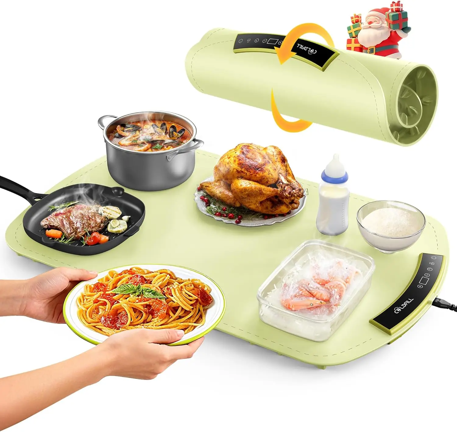 

Warming Mat for Food, Electric Food Warming Mat with 8 Temp Level and 4H Timer, Silicone Chafing Dishes(24"x16"), Rollable & Por