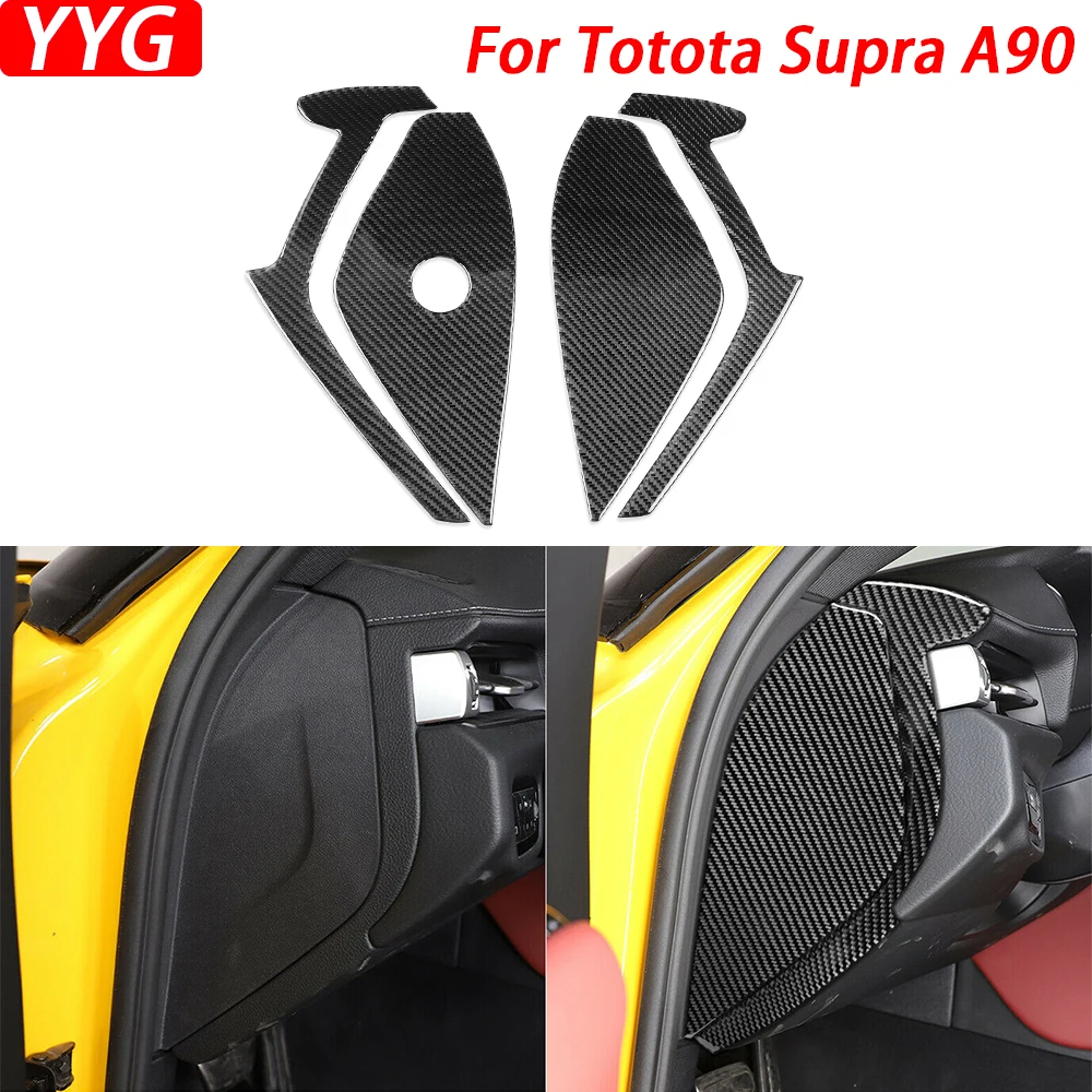 For Toyota Supra A90 2019-2022 Real Carbon Fiber Door Anti-Collision Front Slot Panel Trim Cover Car Interior Decorative Sticker