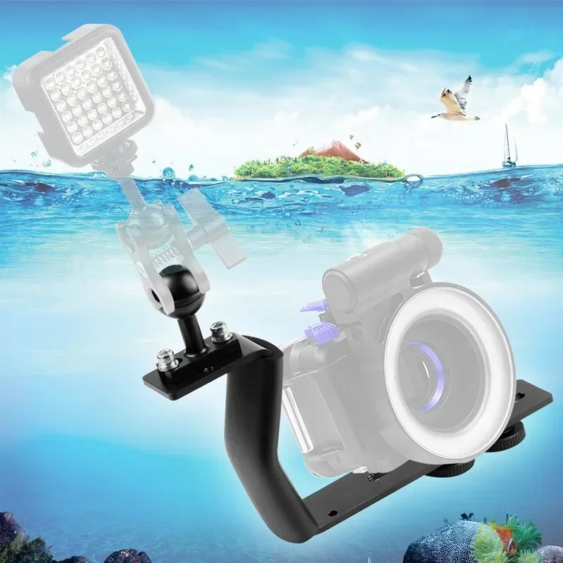 Diving Tray Z Shape Handle Mount with Base Adapter Lightweight Single Handle Ball Extension Diving Bracket for SLR Camera