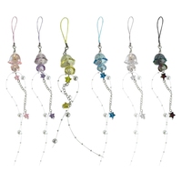 652F Y2K Jellyfish Phone Charm Keychain Crystal Star Pearl Mobile Phone Chain Unique Fringe Phone Lanyard For Women Girls