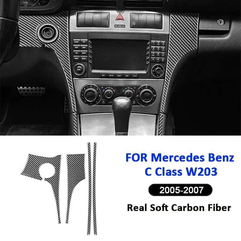 

Carbon Fiber Car Center Console Multifunction Panel Frame Trim Strip Decoration Sticker For Mercedes Benz C Class W203 2005-2007