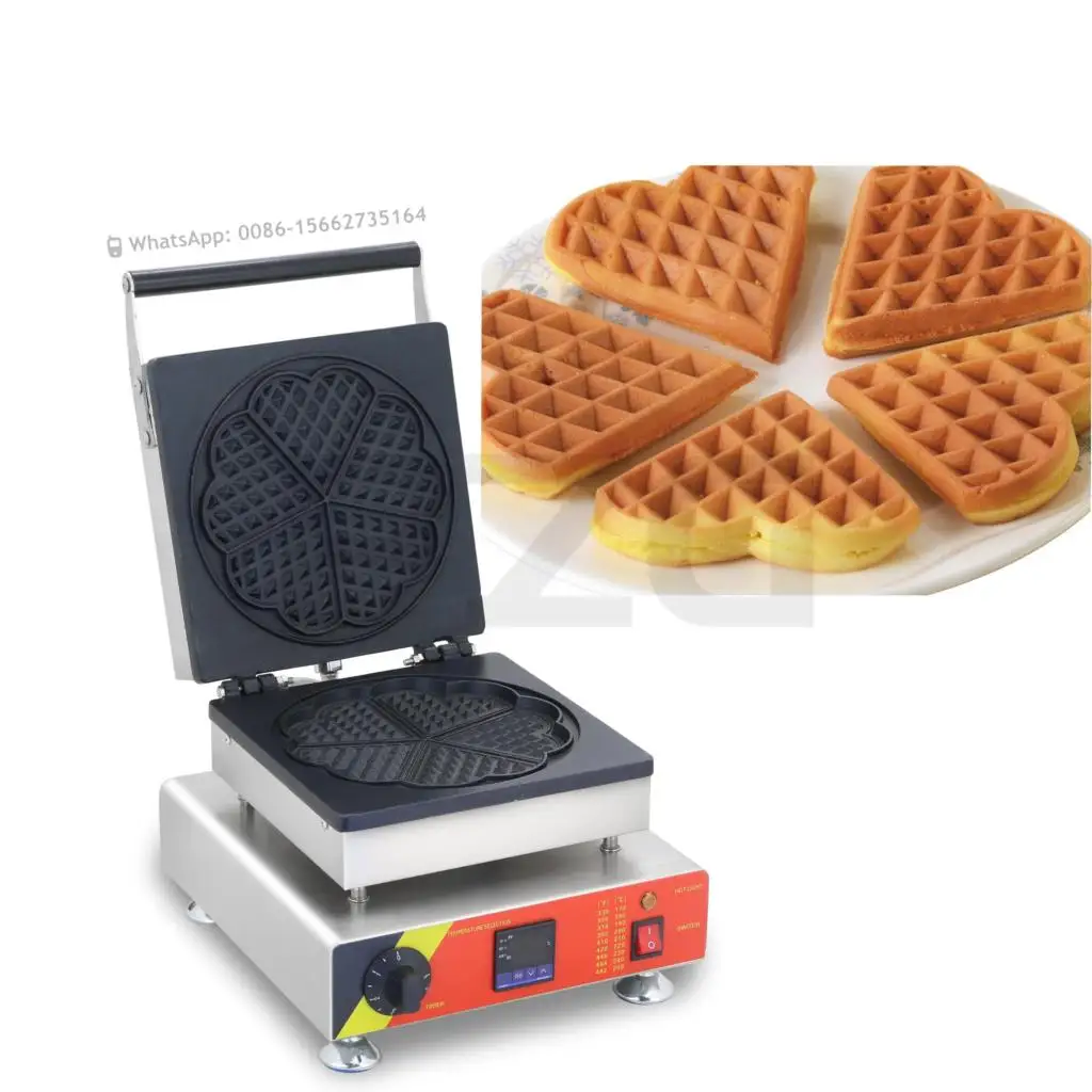 110V 220V Digital Electric 5 Heart Shaped Electric Heart Waffle Maker Belgium Waffle Making Machine Heart Shape Waffle Toaster