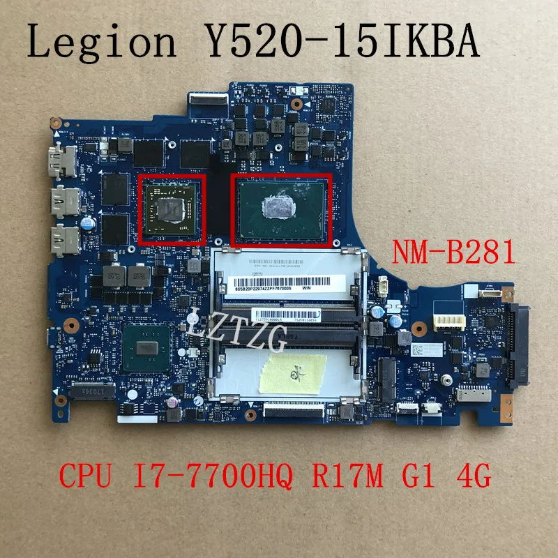 NM-B281 For Lenovo Legion Y520-15IKBA Laptop Motherboard  CPU I7-7700HQ R17M G1 4GB FRU 5B20P22974 5B20P22978