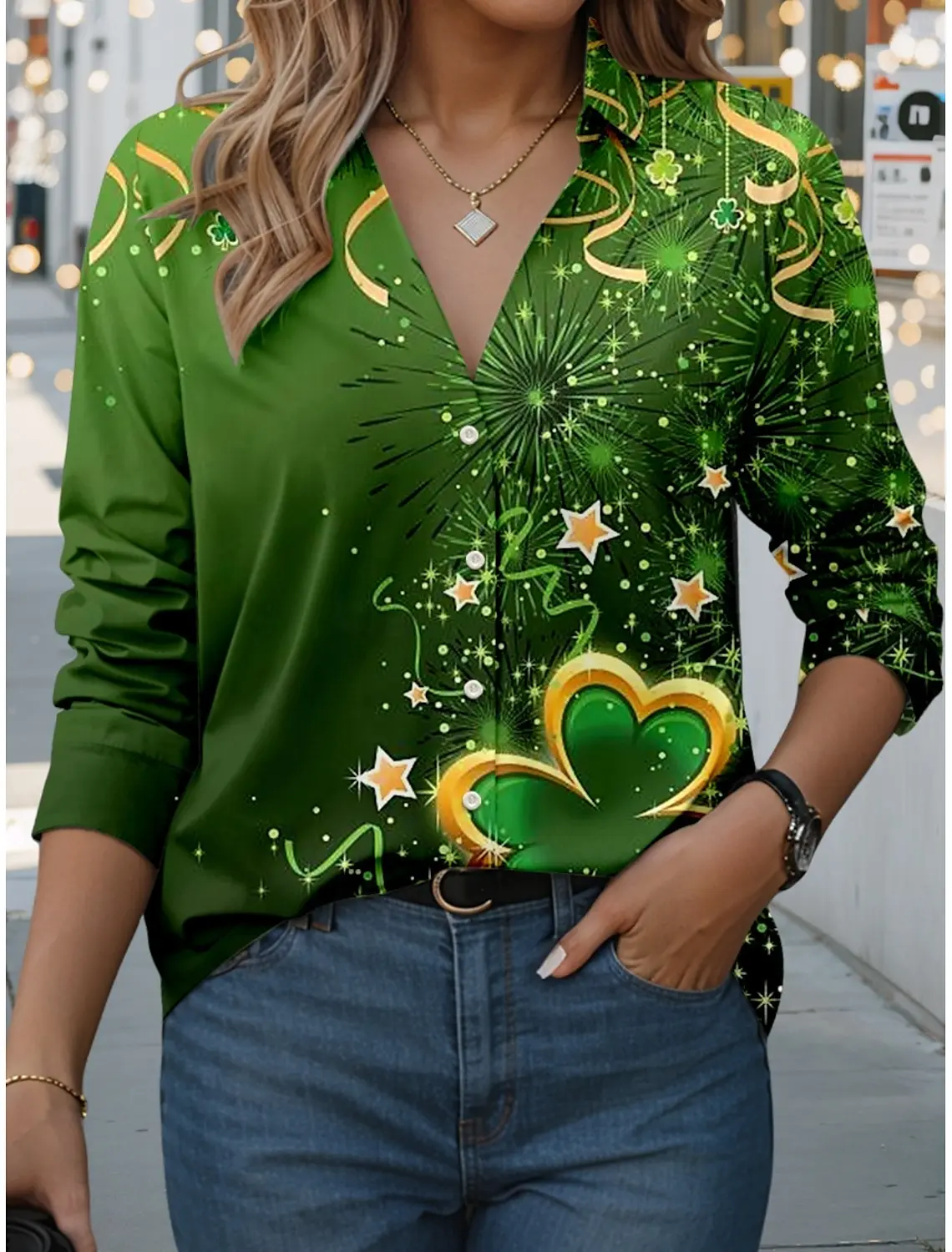 St. Patrick's Day 3D Print Colorful Graphic Women Long Sleeve Shirts Womens Clothing Casual Clothes Harajuku Female Clothing