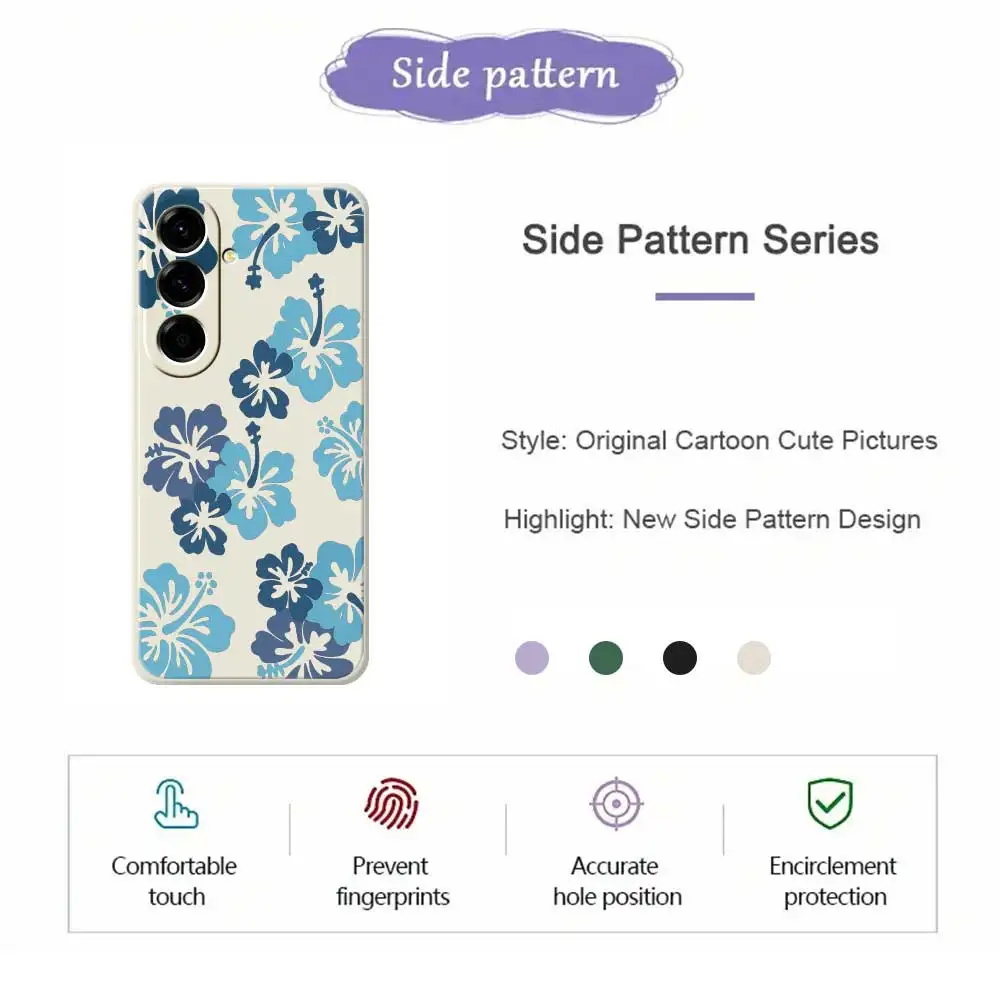 Blue Flower Pattern Phone Case For Samsung Galaxy A56 A32 A23 A22 5G A32 A23 4G A55 A54 A53 A52 A51 A35 A34 A31 A25 Soft Cover