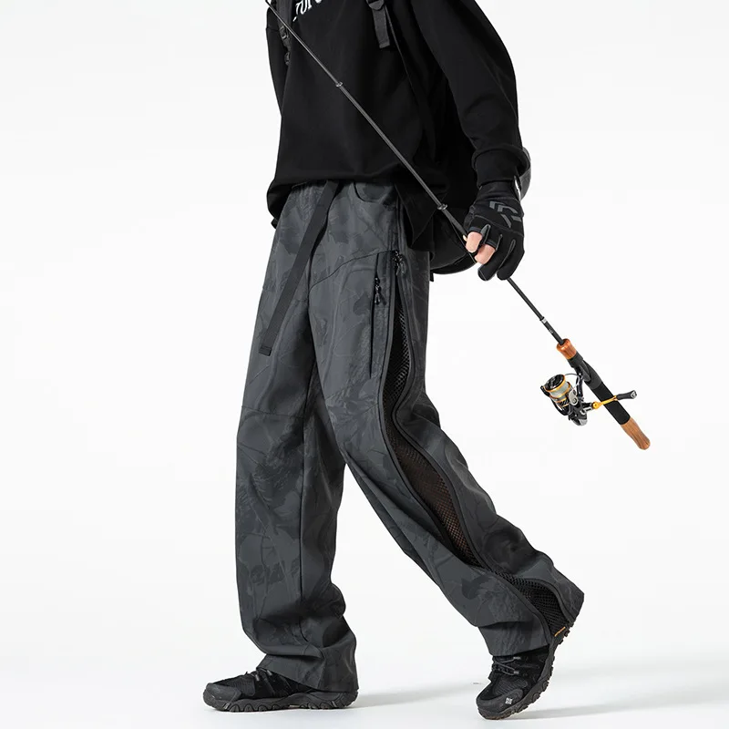 Windproof Rainproof Pants Men Outdoor Side Zipper Cargo Pants Male Long Trousers Climbing Hiking Trip Fishing Men Clothing