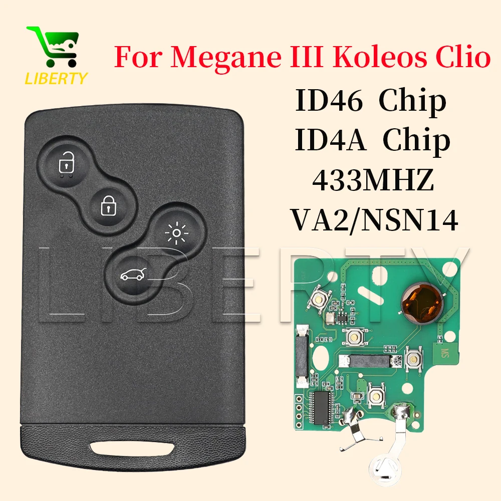 

Liberty Keyless Go Remote Car Key 433MHZ For Renault Megane 3 Fluence Scenic Laguna Koleos Clio Captur Smart Hands Free Card