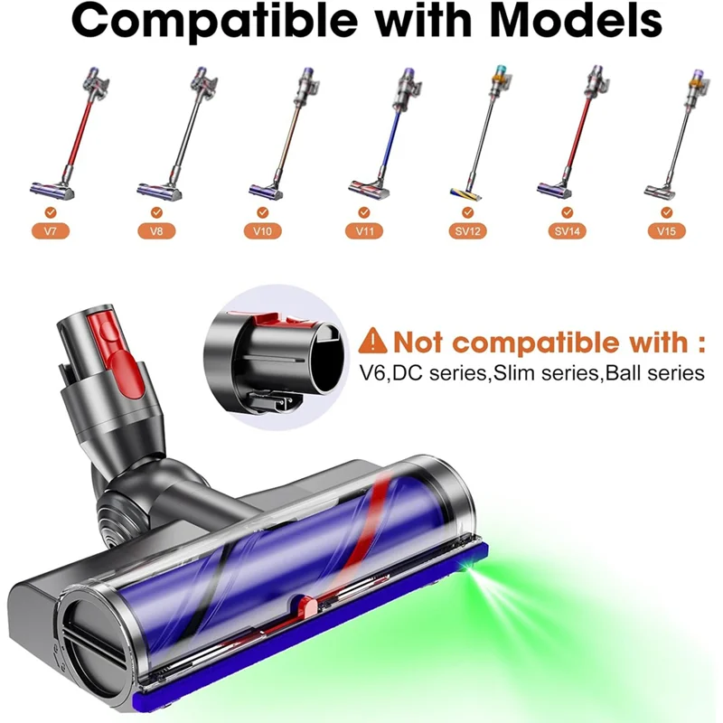 Vacuum Head Replacement For Dyson V7 V8 V10 V11 V15 Direct Drive Head For Hardwood Floor Carpets Attachment-A77G