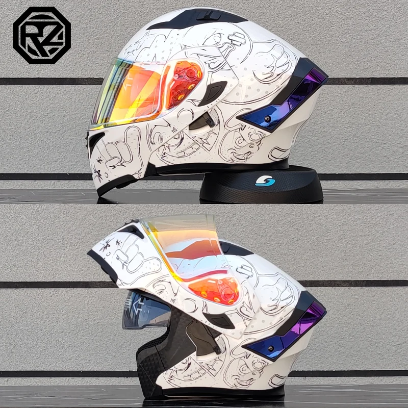 أحدث خوذة دراجة نارية من ORZ ذات عدسة مزدوجة خوذة قلابة كاسكو بارا موتو دراجة نارية للسفر خوذة شبه كاملة نتوء (غطاء) موتو