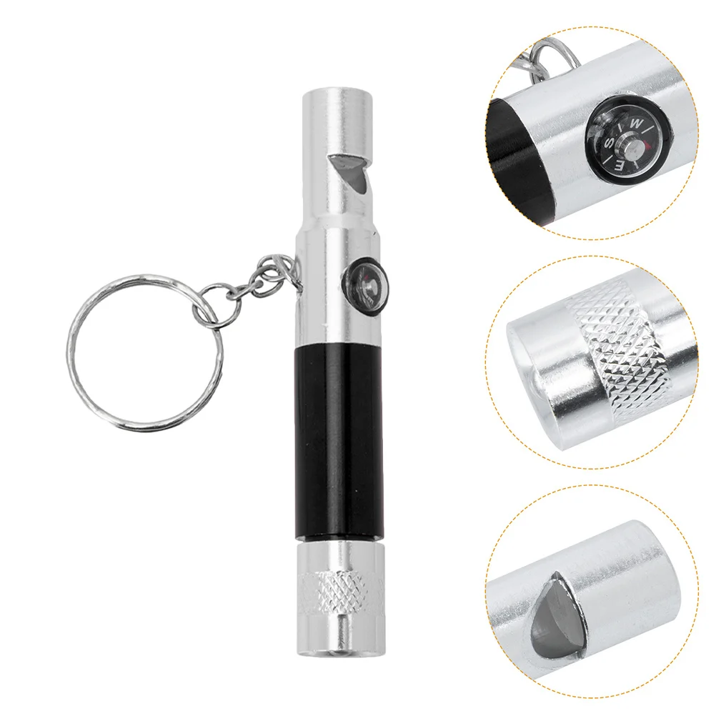 Survival Whistle With Compass Flashlight Multifunctional Outdoor Safety Tool For Camping Hiking Emergency Aluminum Alloy