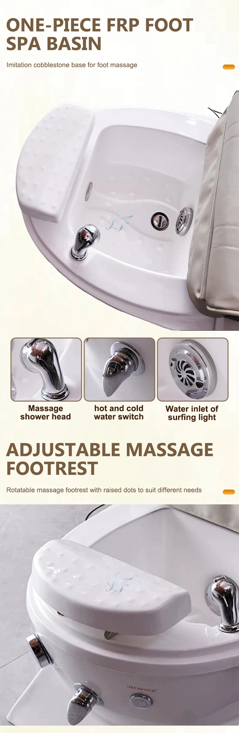 Elektrisches Massage-Pediküre-Fußbad mit Wassermassage und Umgebungslicht für Salon- und SPA-Schönheitsmöbel – Detail 6