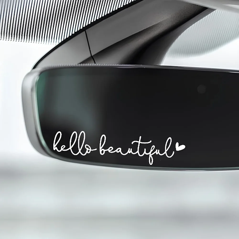 1pc Hello Beautiful Car Rearview Mirror Vinyl Decals Vanity Mirror Stickers Racing Helmet Auto Rear Window Waterproof Decoration