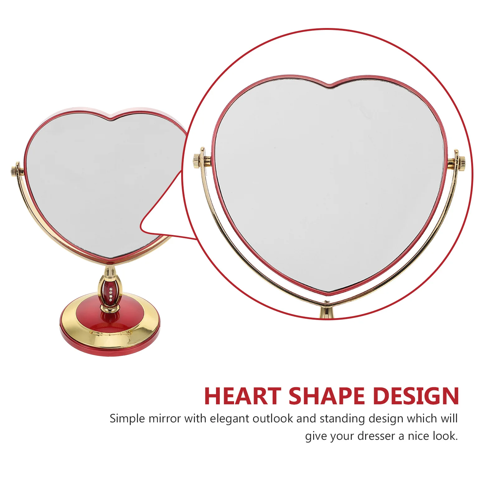 Lusterko do makijażu w kształcie serca, kreatywne, stołowe, toaletka, dekoracyjne lusterko do sypialni dla kobiet, unikalny, szykowny design.